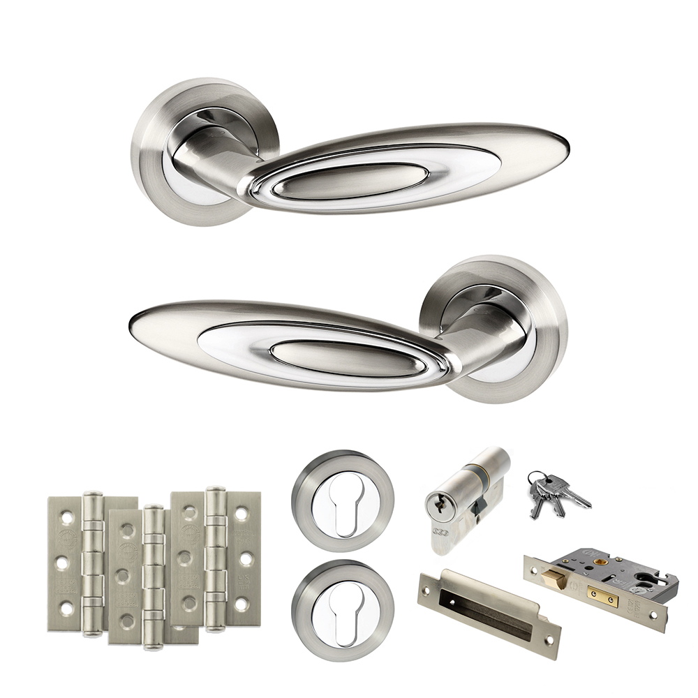 Senza Pari Elisse Door Handle Pack (Euro Lock Set - 3