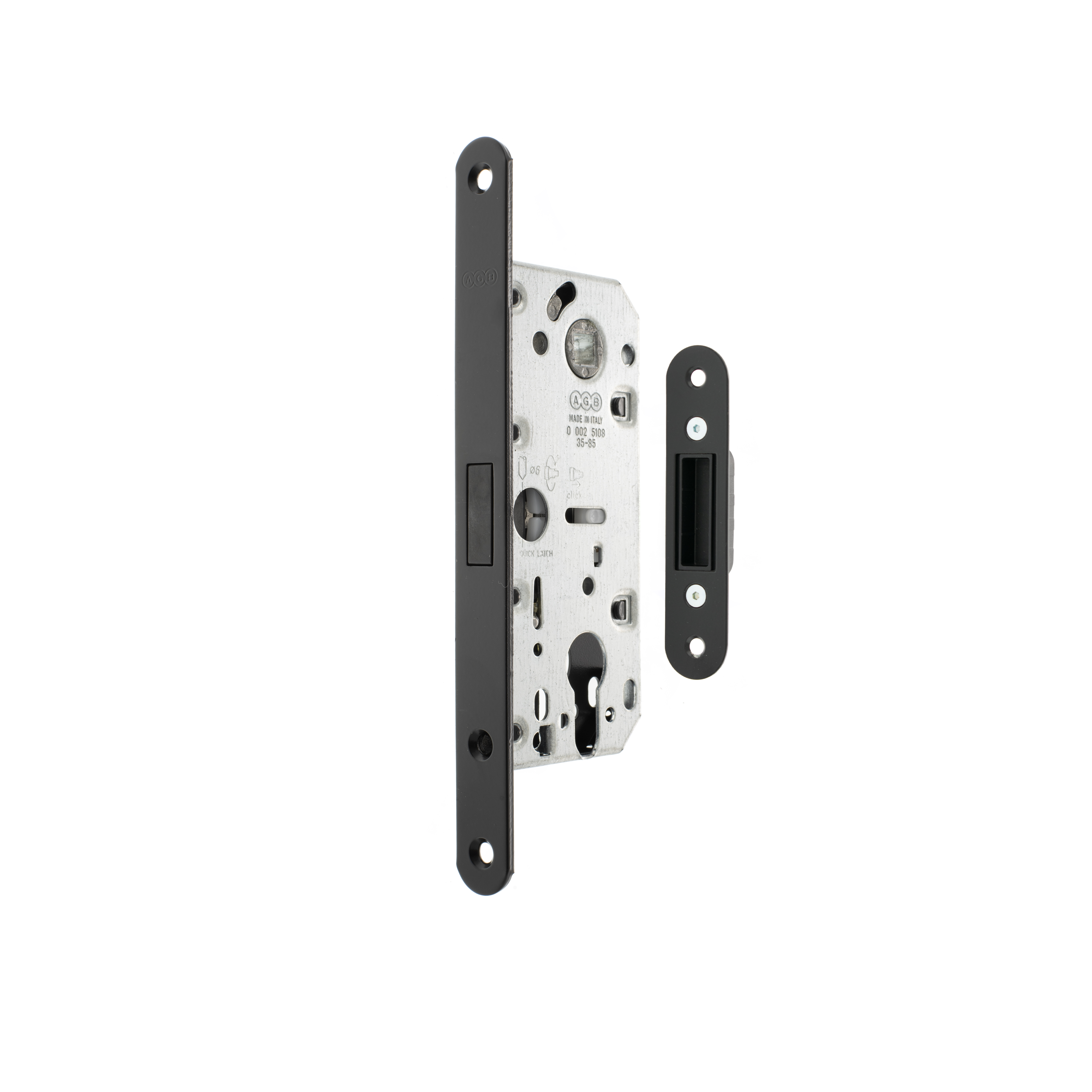 AGB Polaris 2XT Magnetic Bathroom Lock with adjustable strike plate 35mm backset - Matt Black