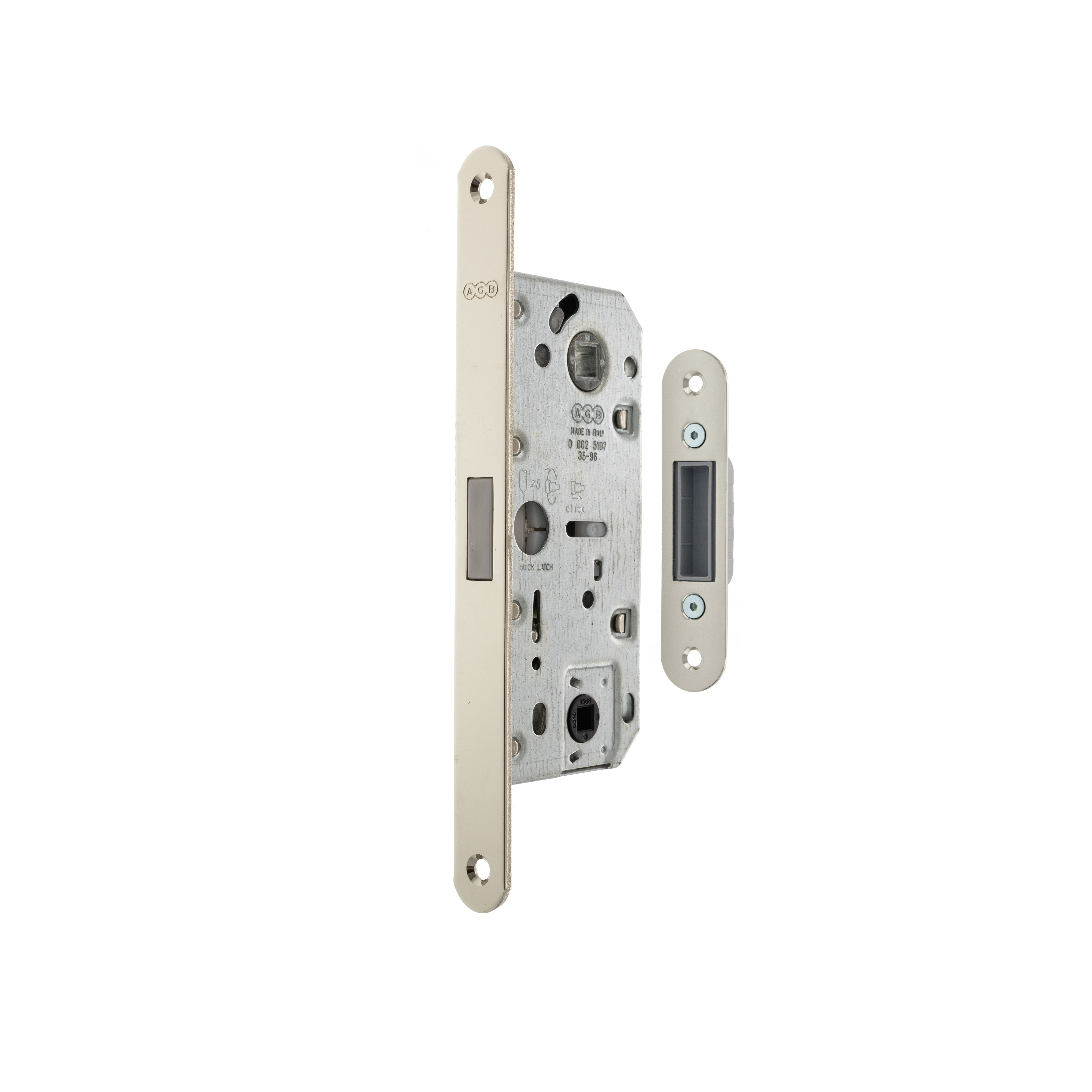 AGB Polaris 2XT Magnetic Bathroom Lock with adjustable strike plate 35mm backset - Polished Chrome