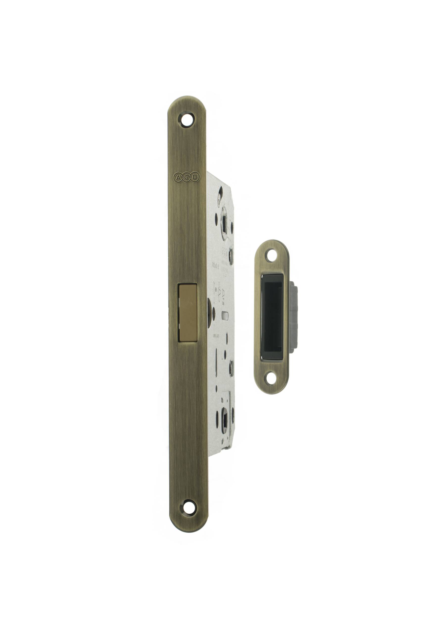 AGB Polaris 2XT Magnetic Bathroom Lock 50mm backset - Antique Brass