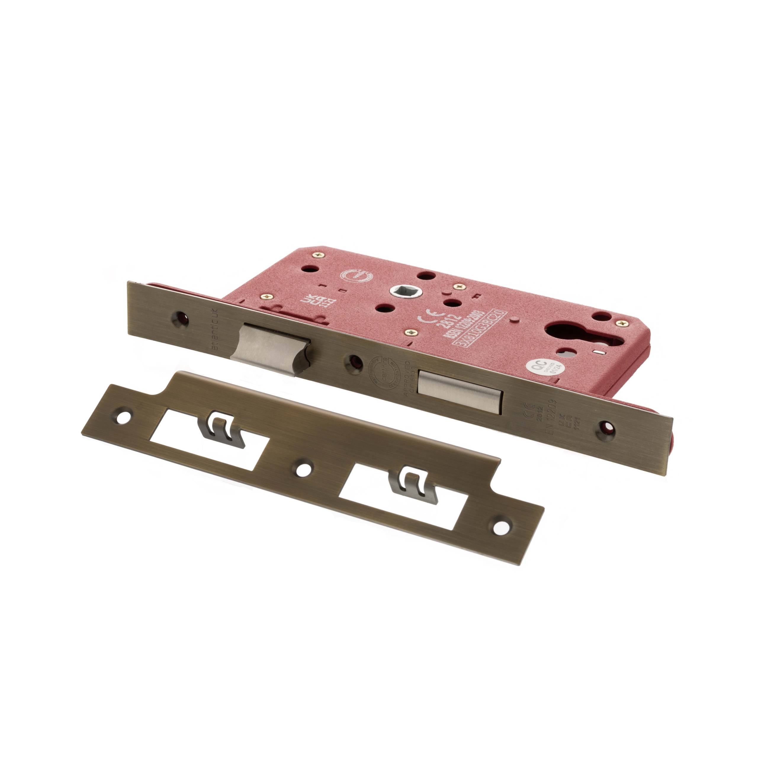 Atlantic DIN Euro Profile Sashlock Double Throw 60mm backset - Matt Antique Brass