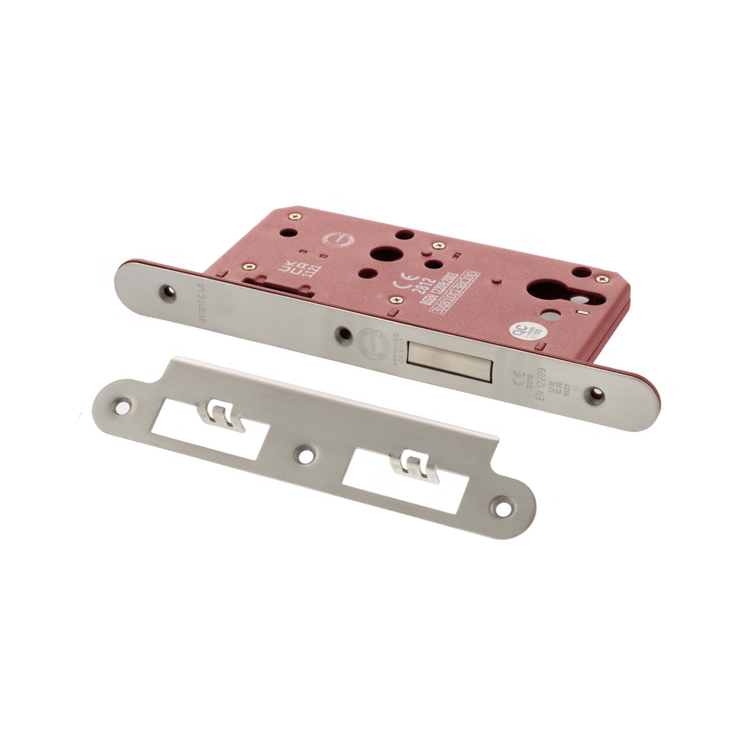 Atlantic DIN Radius Euro Profile Deadlock Double Throw 60mm backset - Satin Chrome