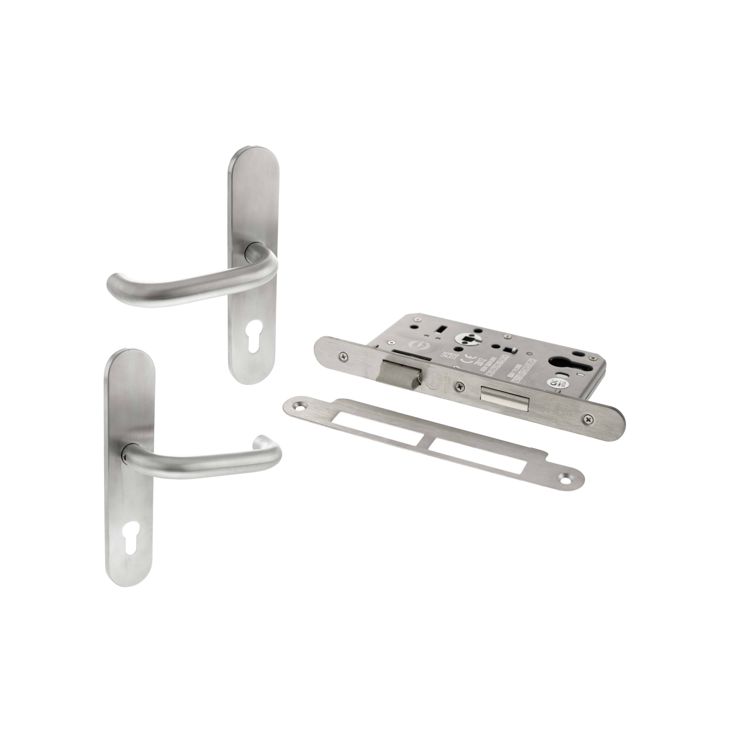 Atlantic DIN Radius Euro Profile Escape Sashlock Double Throw with RTD lever 60mm backset - Satin Stainless Steel