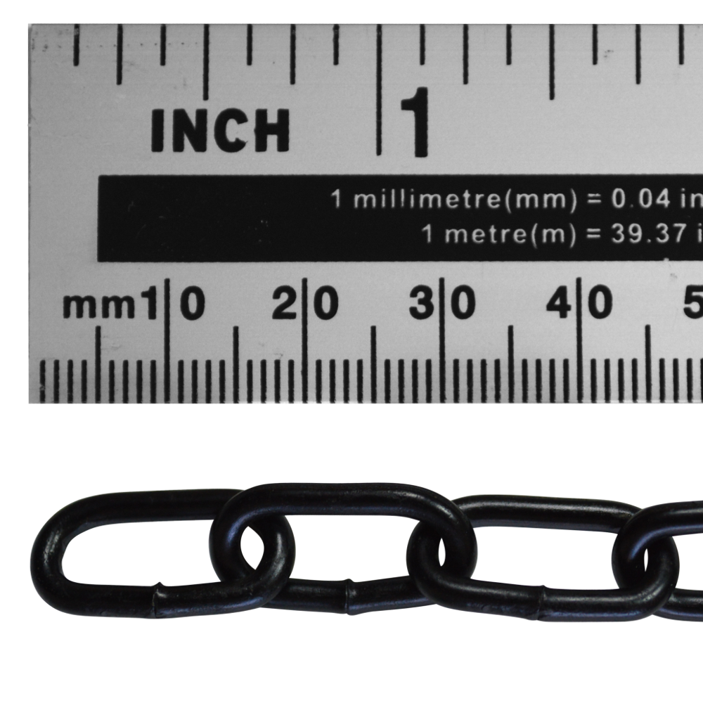 ASEC Steel Welded Chain Black 2.5m Length - 2.5mm x 14mm - 2.5m