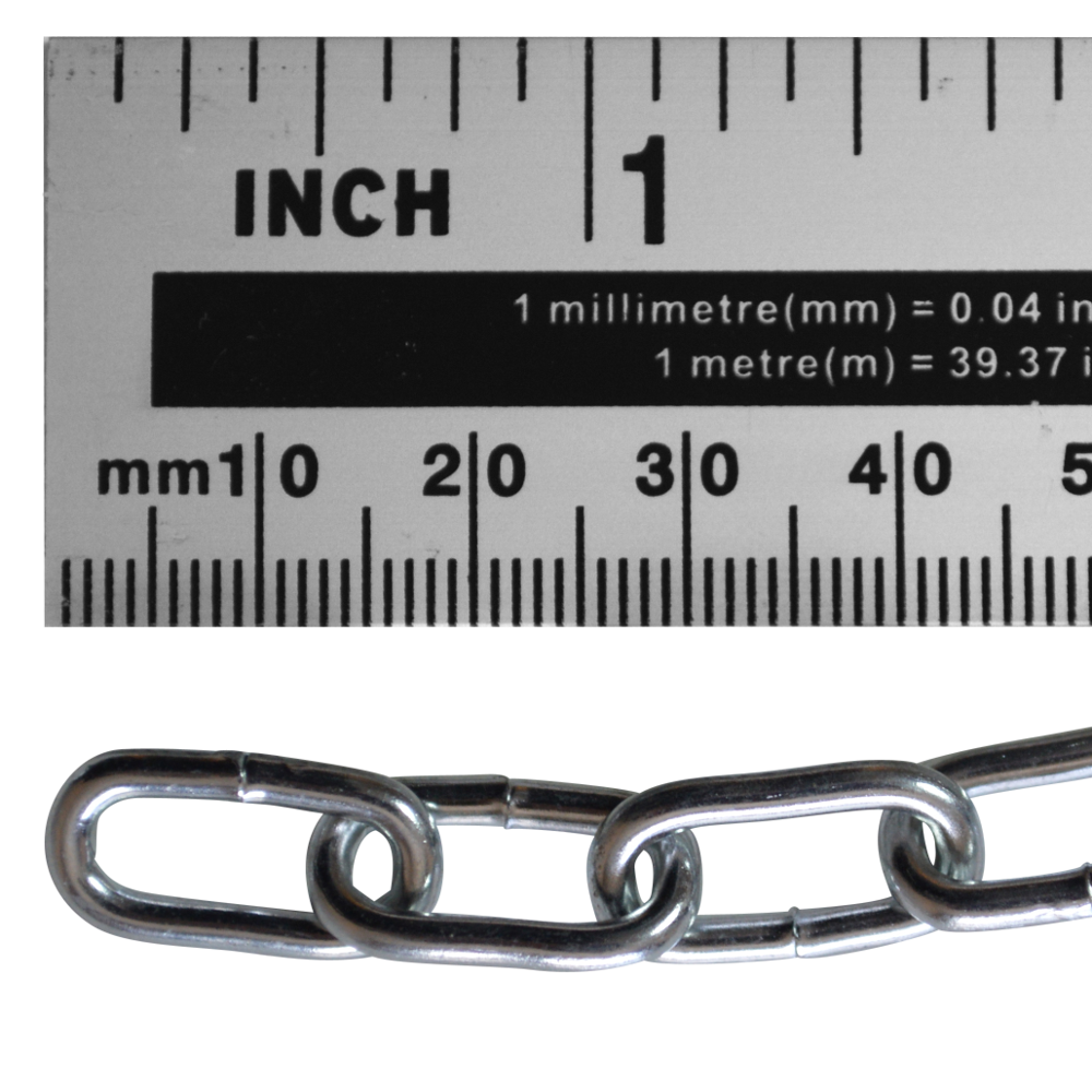 ASEC Steel Welded Chain Silver 2.5m Length - 2.5mm x 14mm - 2.5m