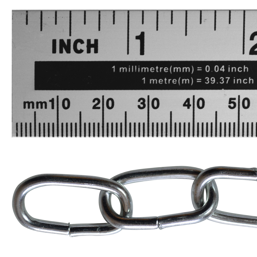 ASEC Steel Welded Chain Silver 2.5m Length - 3mm x 21mm - 2.5m