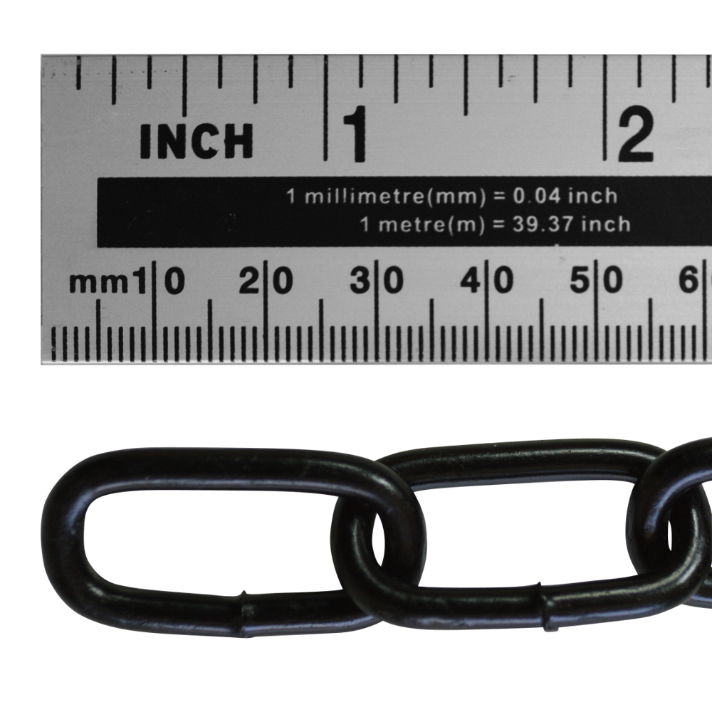 ASEC Steel Welded Chain Black 2.5m Length - 4mm x 26mm - 2.5m