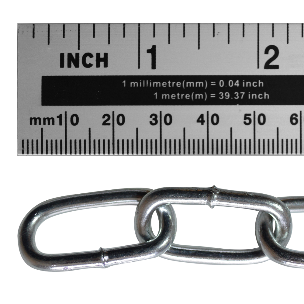 ASEC Steel Welded Chain Silver 2.5m Length - 4mm x 26mm - 2.5m
