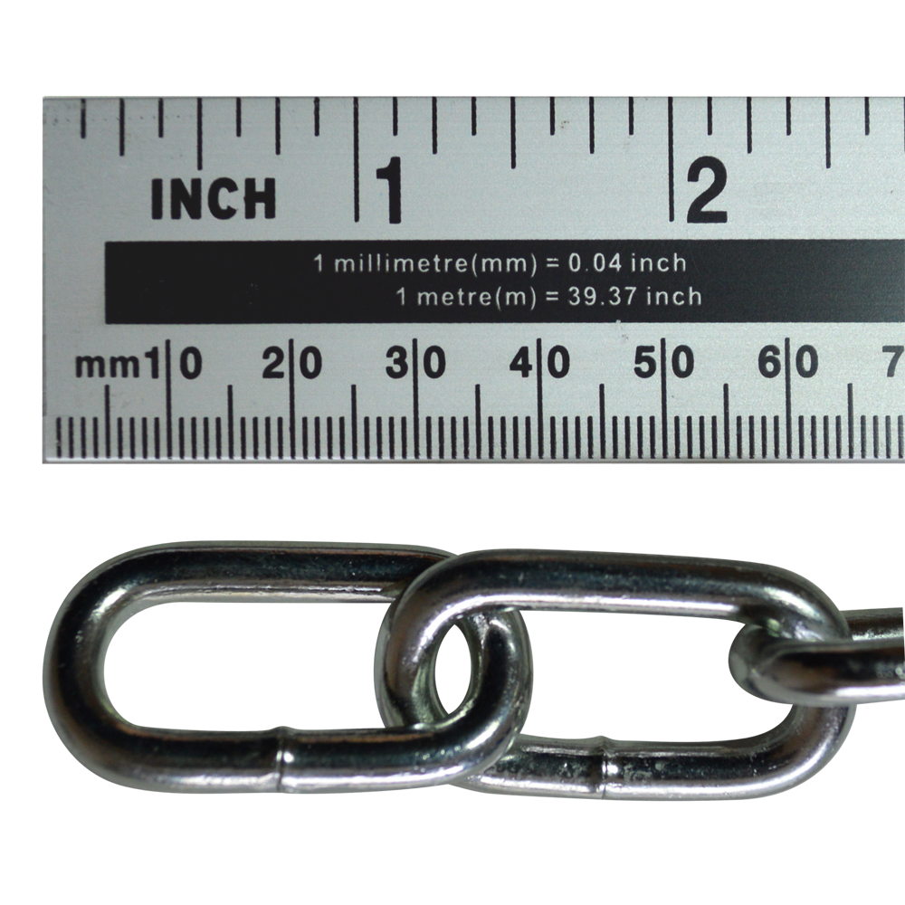 ASEC Steel Welded Chain Silver 2.5m Length - 5mm x 28mm - 2.5m