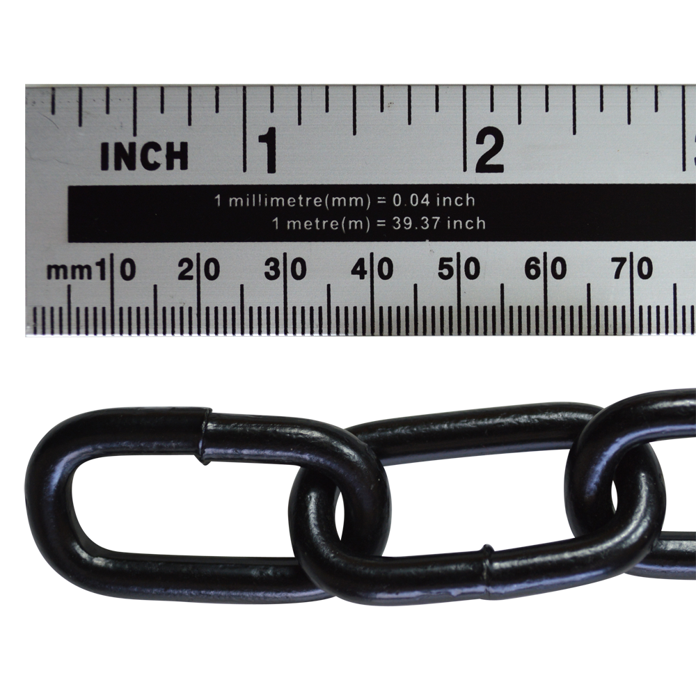 ASEC Steel Welded Chain Black 2.5m Length - 6mm x 33mm - 2.5m