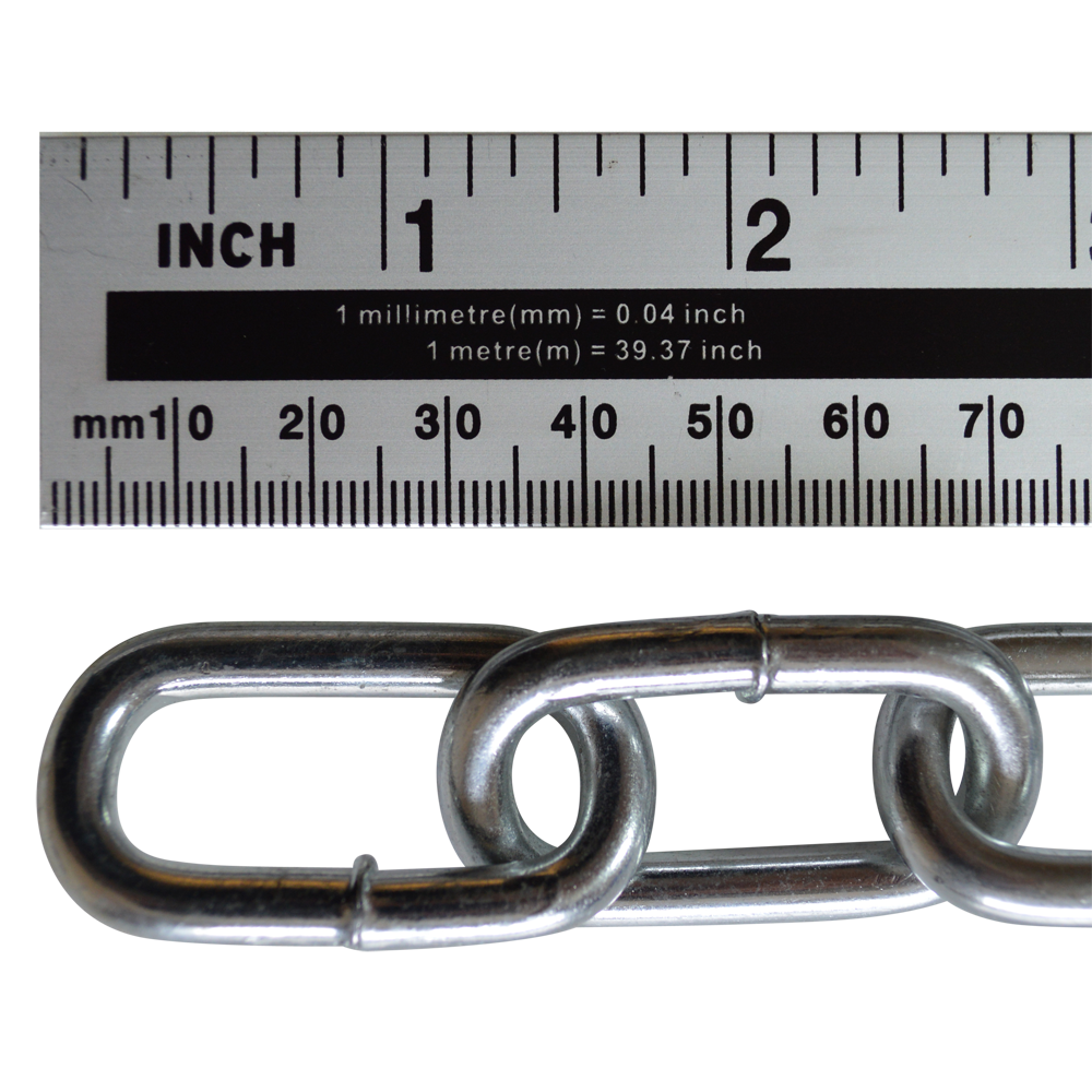 ASEC Steel Welded Chain Silver 2.5m Length - 6mm x 33mm - 2.5m