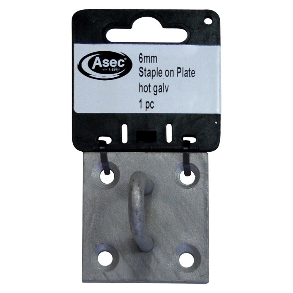 ASEC Steel Staple on Plate - Zinc Plated 6mm