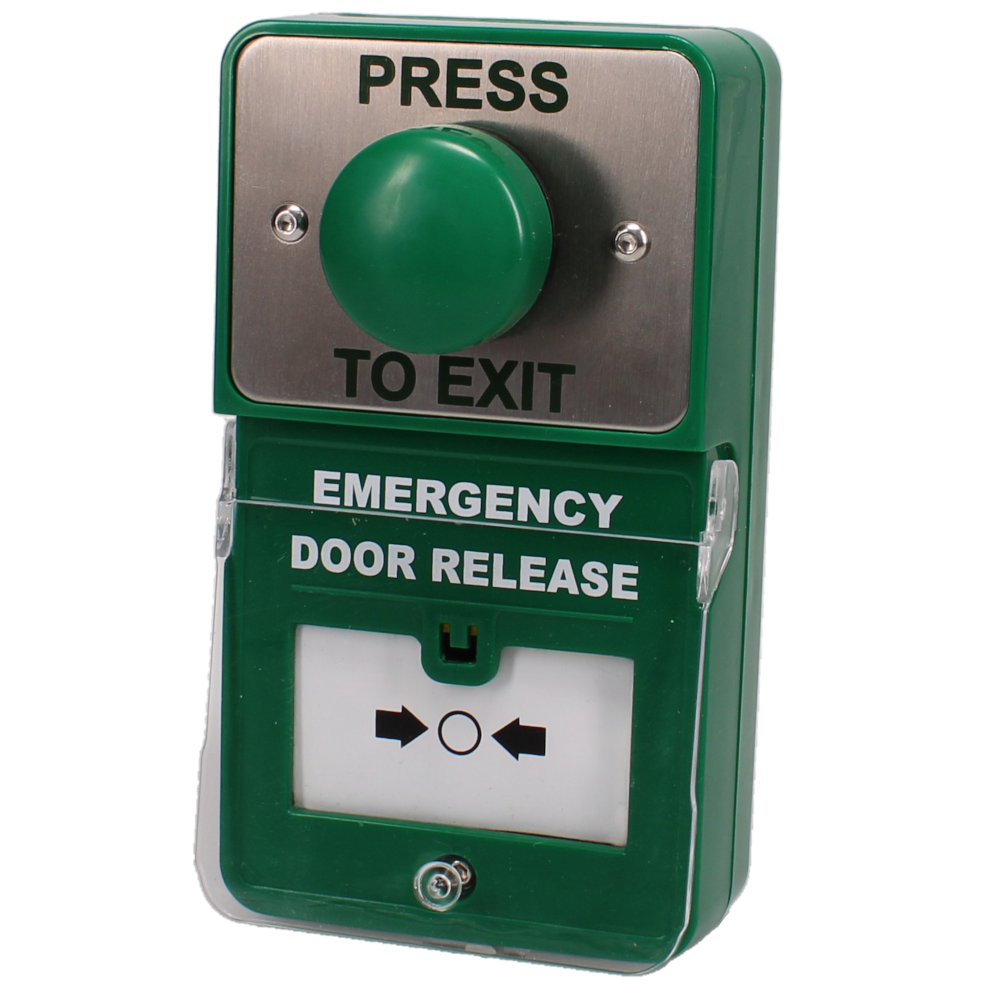 ASEC Dual Unit Combined Exit Button and Call Point - Green