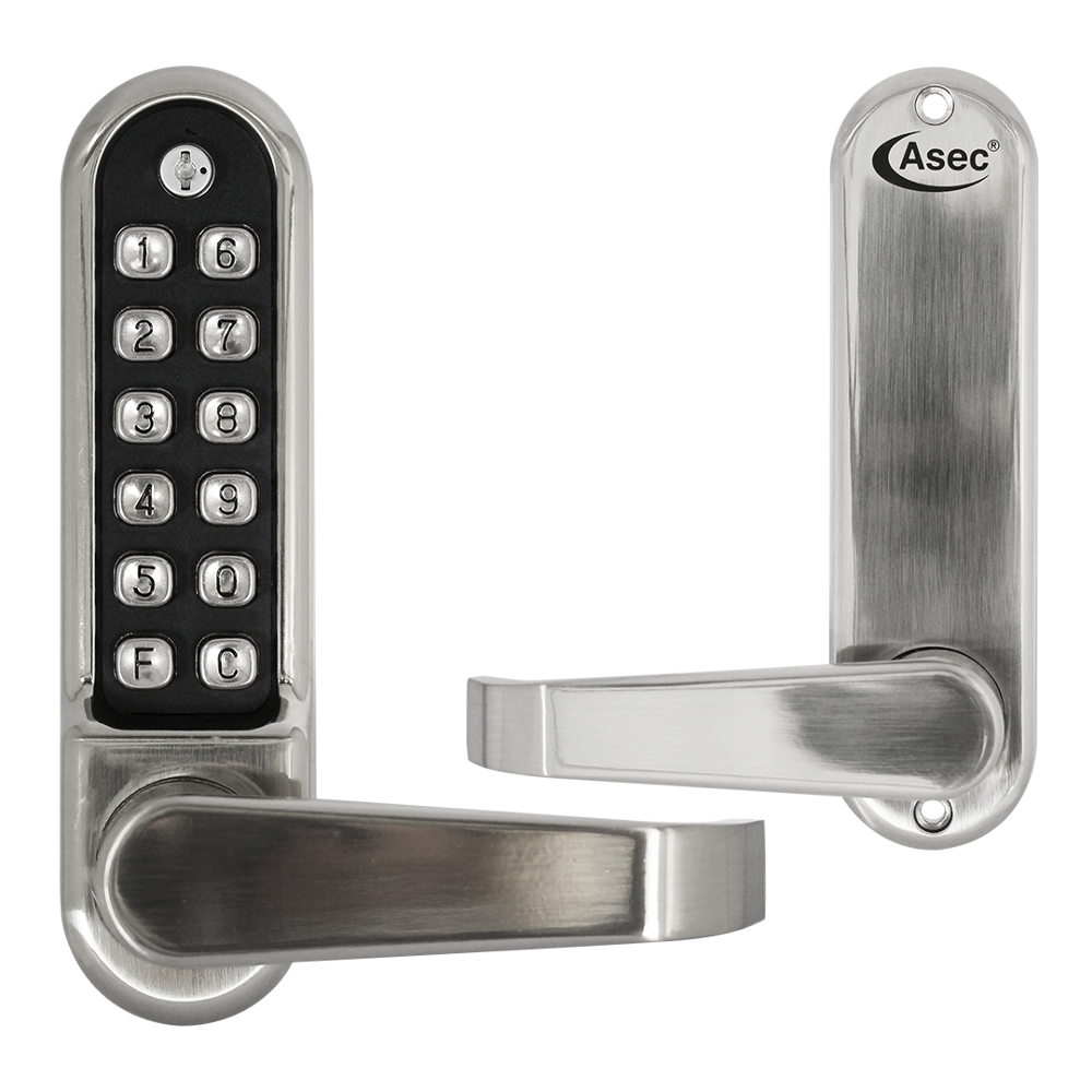 ASEC AS4300 Series Lever Operated Easy Code Change Digital Lock With Optional Free Passage No Latch - AS4306 Stainless Steel