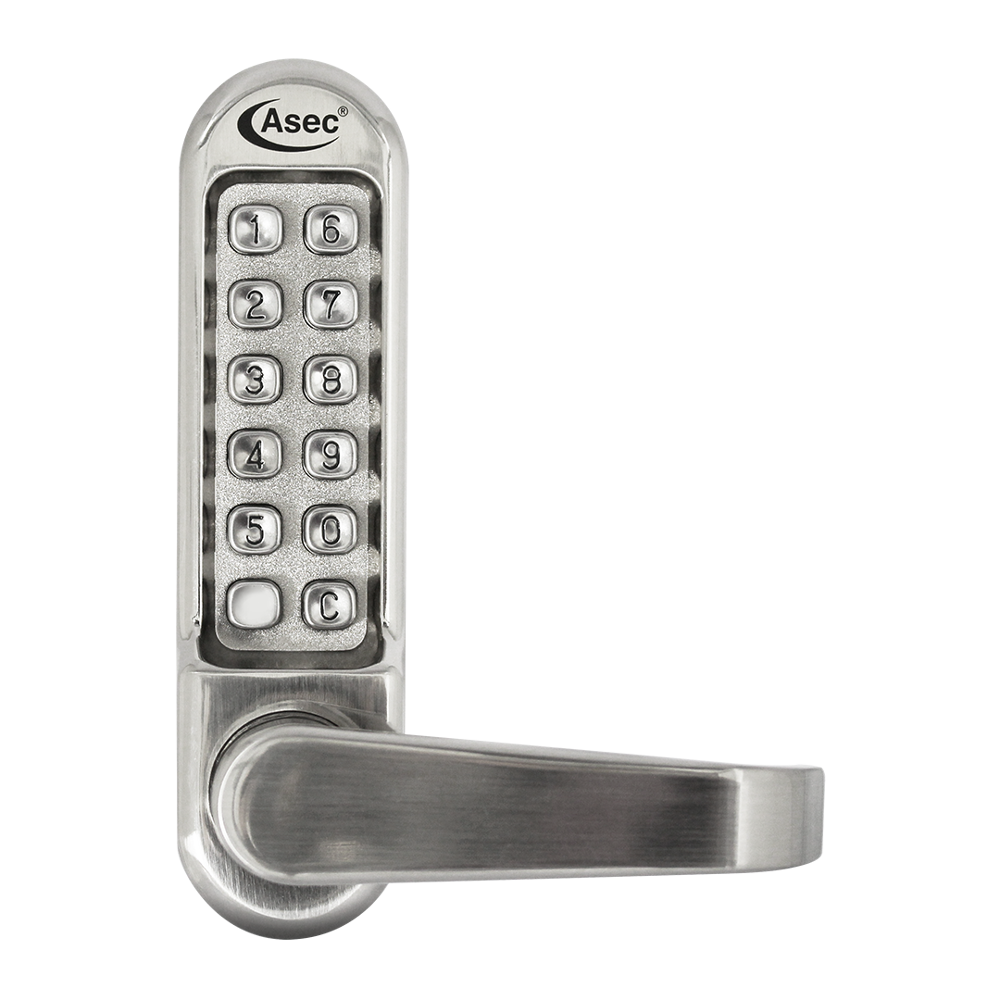 ASEC AS4300 Series Lever Operated Digital Lock With Adaptor Kit For Panic Device No Latch - AS4307 Stainless Steel