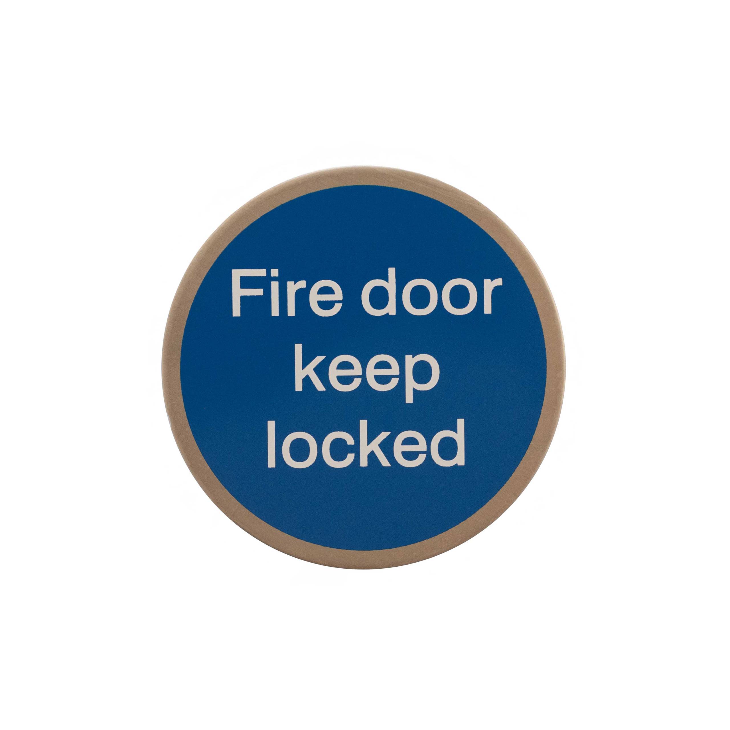 Atlantic Fire Door Keep Locked Disc Sign 3M Adhesive 75mm - Satin Stainless Steel
