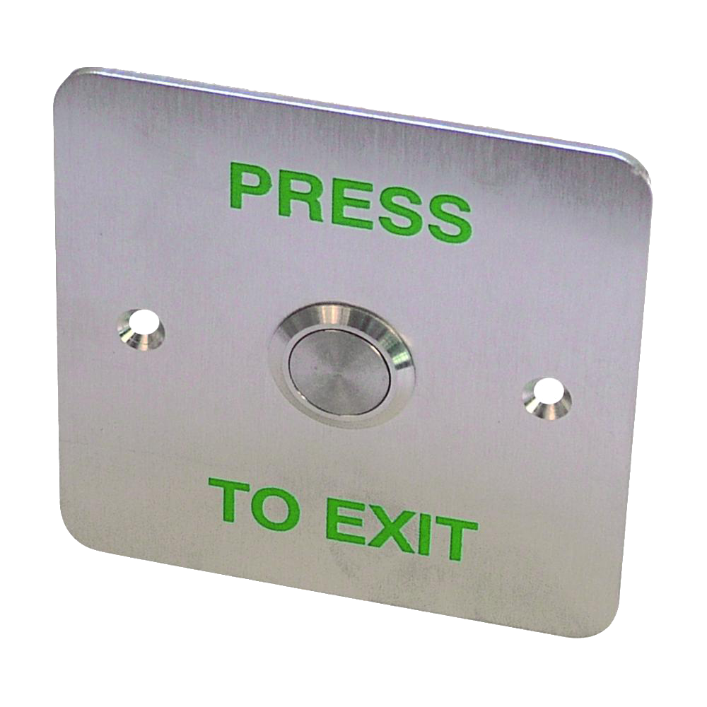 ASEC Press To Exit Stainless Steel Surface 1 Gang Button - `Press To Exit`