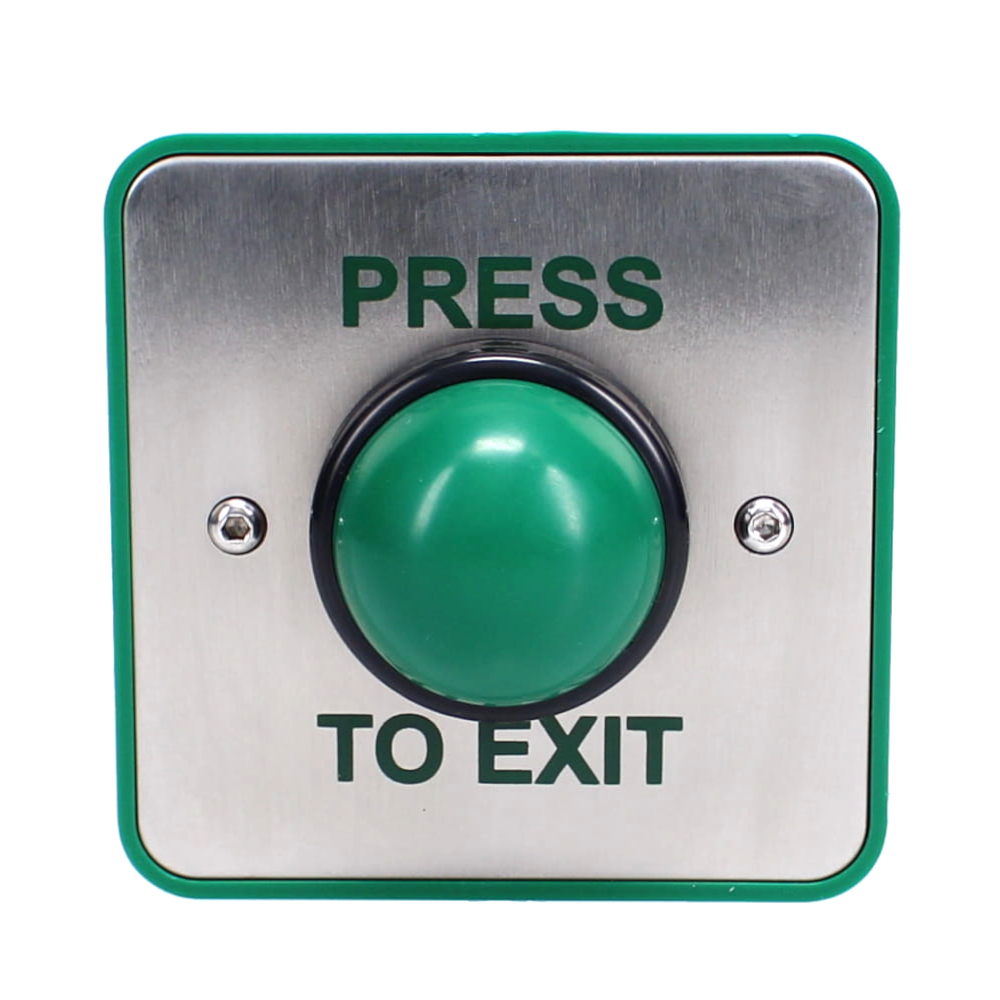 ASEC Press To Exit Green Dome Button With Tamper Proof Collar - `Press To Exit`
