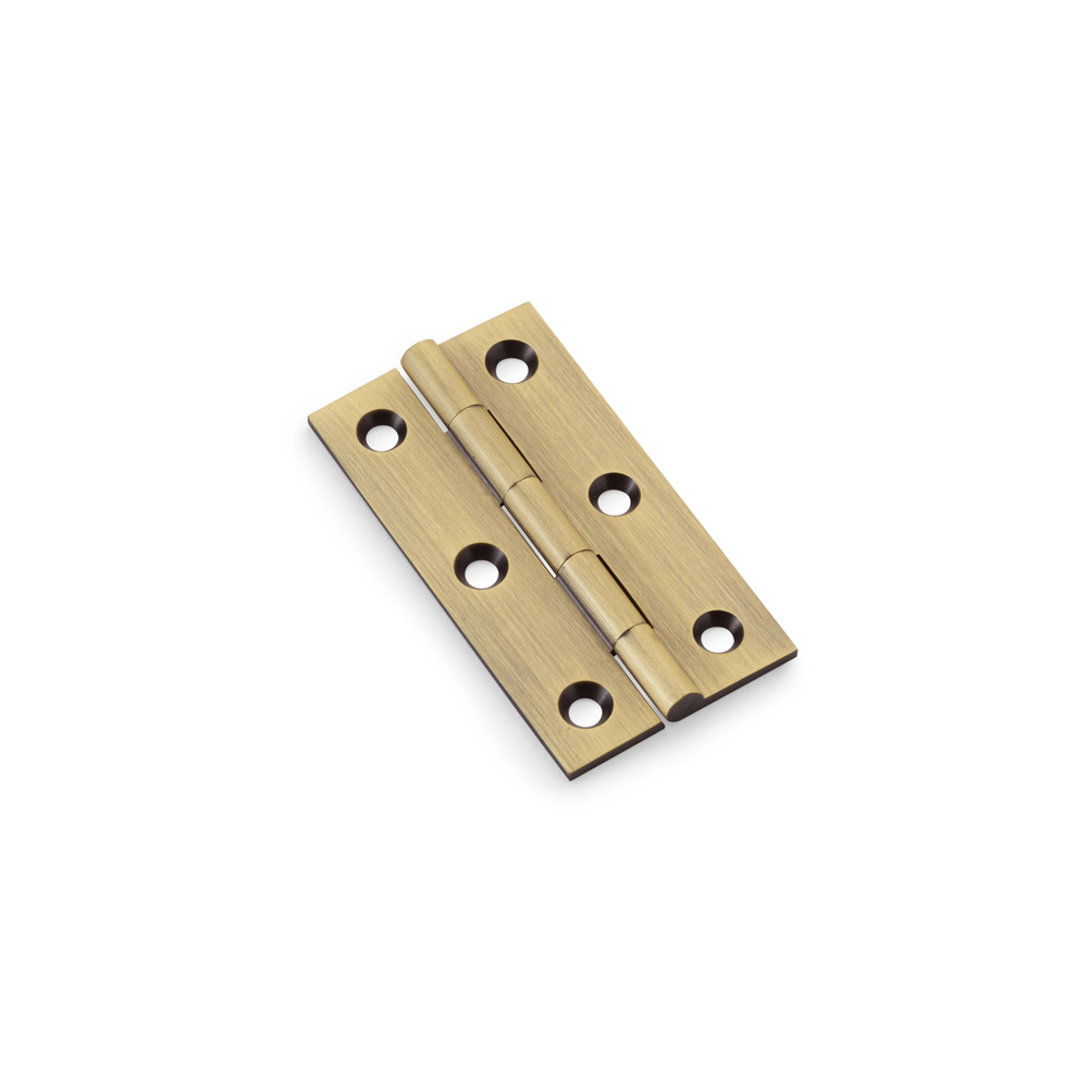 Alexander & Wilks Heavy Pattern Solid Brass Cabinet Butt Hinge - Antique Brass - 2.5