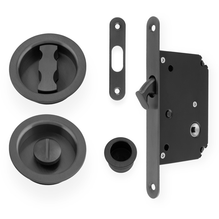 Radius Sliding Door Lock Set - Dark Bronze PVD