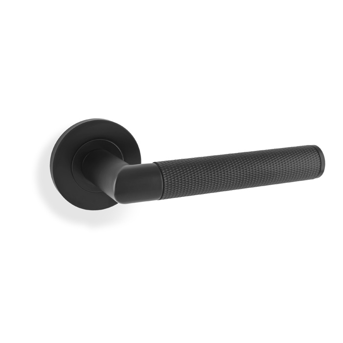 Alexander & Wilks Harrier Knurled Lever on Round Rose - Black
