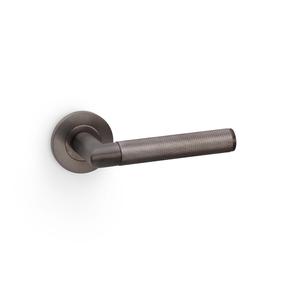 Alexander & Wilks Harrier Knurled Lever on Round Rose - Dark Bronze PVD