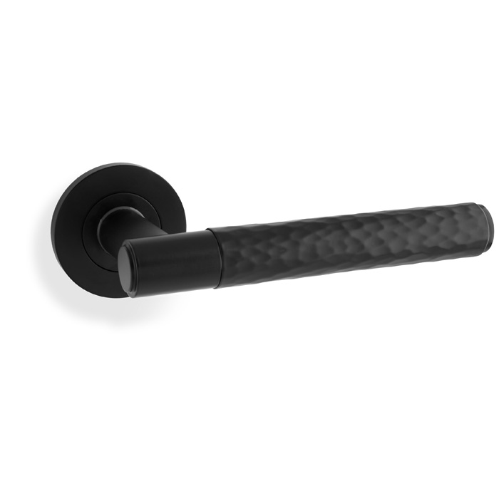Spitfire Hammered Lever on Round Rose - Black