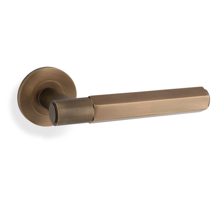 Spitfire Hex Lever on Round Rose-  Italian Brass