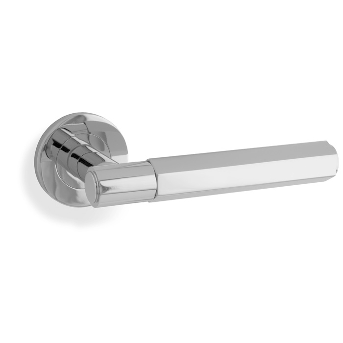 Spitfire Hex Lever on Round Rose - Polished Chrome