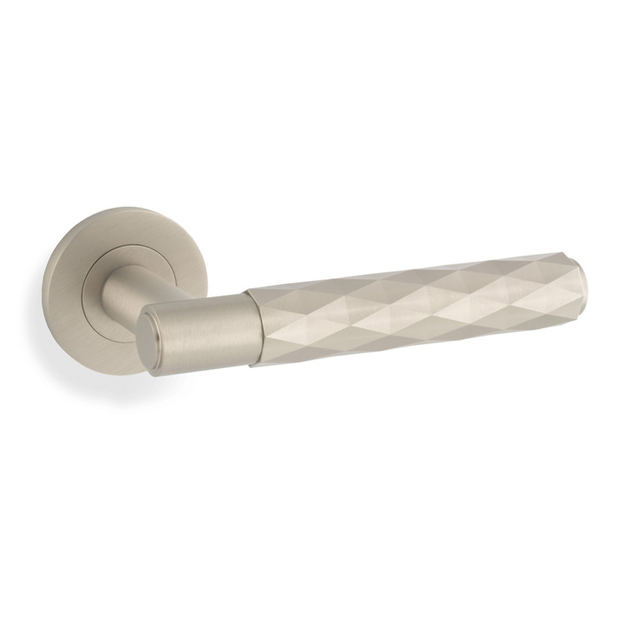 ALEXANDER & WILKS SPITFIRE LEVER DIAMOND CUT ON 50X6MM ROSE - Satin Nickel