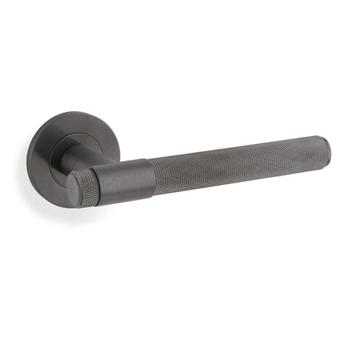 Knurled Kingstone Lever on Round Rose - Dark Bronze PVD