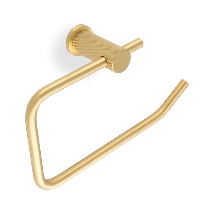 Brunel Diamond Knurled Toilet Roll Holder-Satin Brass PVD