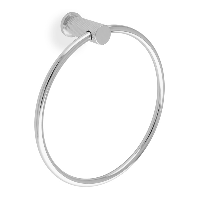 Brunel Diamond Knurled Towel Ring - Polished Chrome