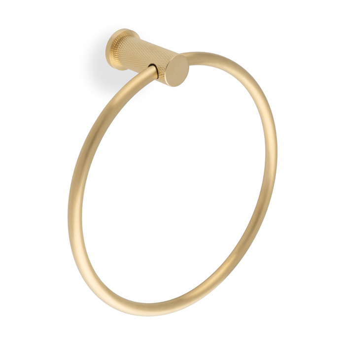 Brunel Diamond Knurled Towel Ring - Satin Brass PVD