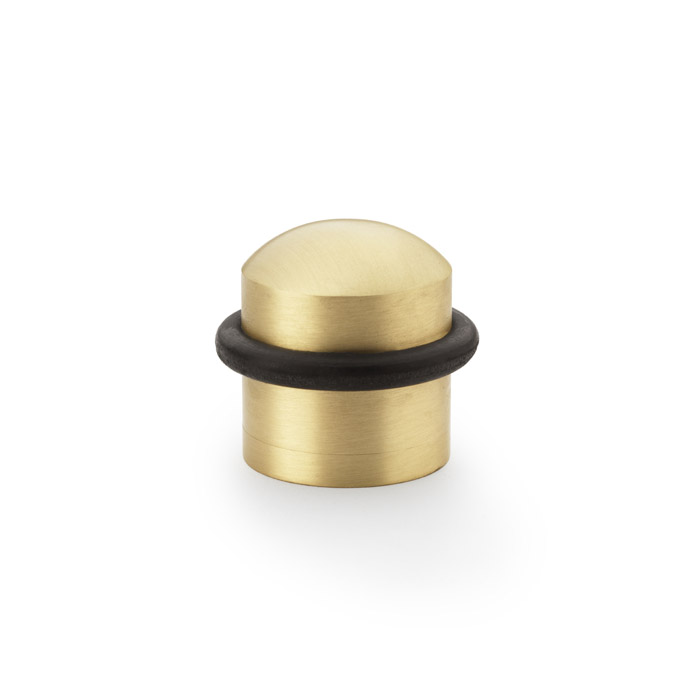 Alexander & Wilks Dome Top Floor Mounted Door Stop - Satin Brass