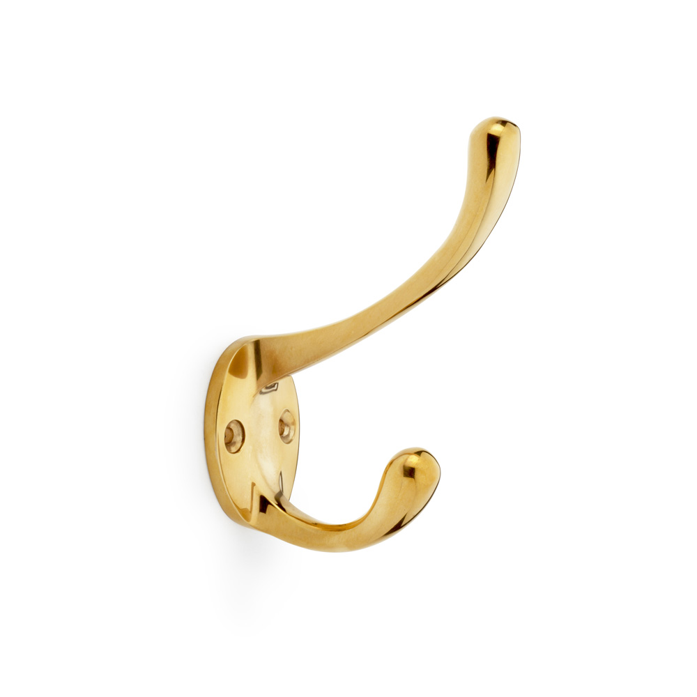 Alexander & Wilks Victorian Hat and Coat Hook - Polished Brass Unlacquered