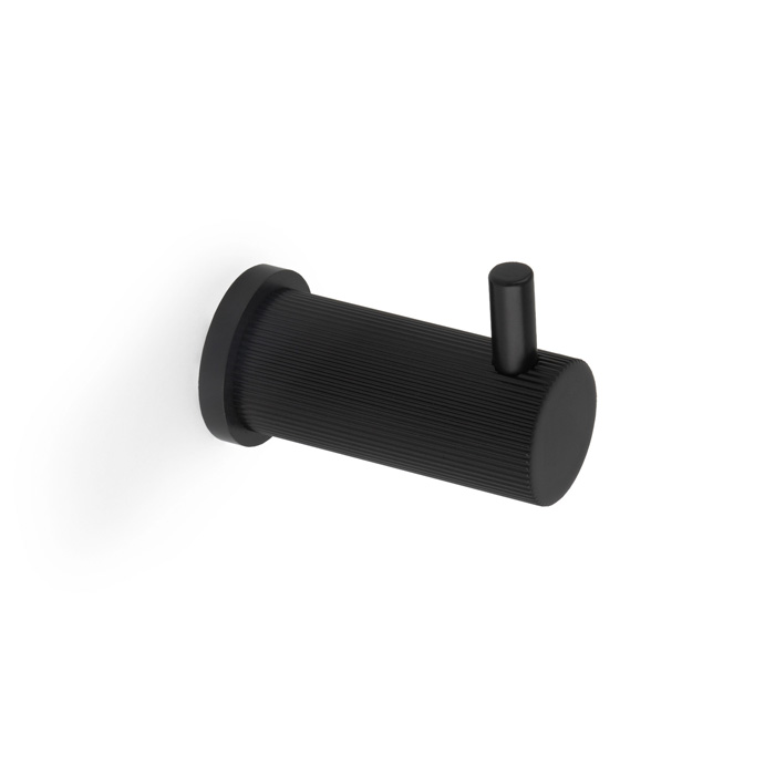 ALEXANDER & WILKS BRUNEL REEDED COAT HOOK ON 25MM ROSE - Black