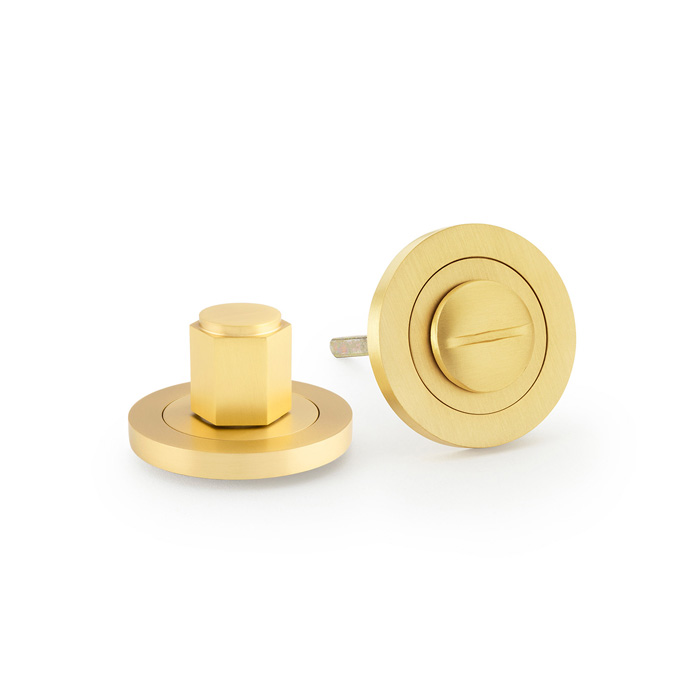 Hex Thumbturn and Release - Satin Brass