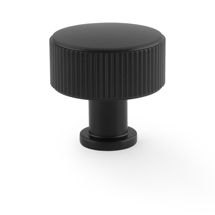 Alexander & Wilks Lucia Reeded Cupboard Knob - Black - 35mm