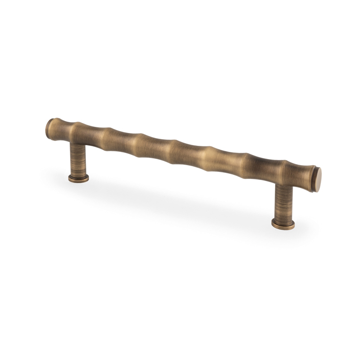 Crispin Bamboo T-bar Cupboard Pull Handle - Antique Brass - 128mm Centres