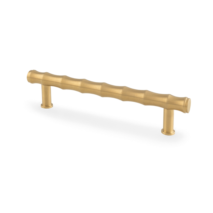 Crispin Bamboo T-bar Cupboard Pull Handle - Satin Brass PVD - 128mm Centres