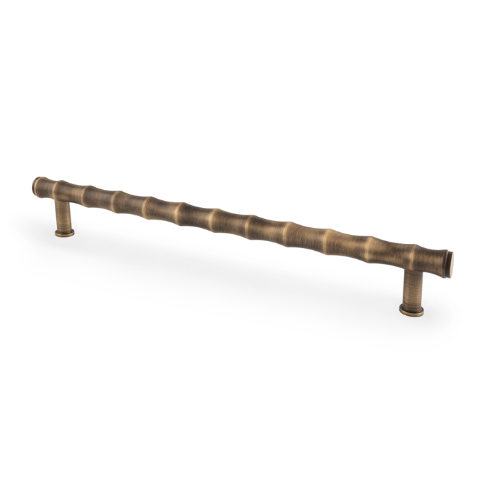 Crispin Bamboo T-bar Cupboard Pull Handle - Antique Brass - 224mm Centres
