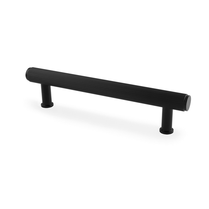 Alexander & Wilks Crispin Reeded T-bar Cupboard Pull Handle - Black - 128mm