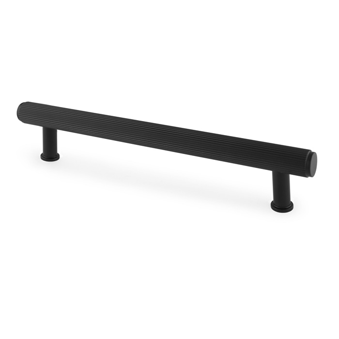 Alexander & Wilks Crispin Reeded T-bar Cupboard Pull Handle - Black - 160mm