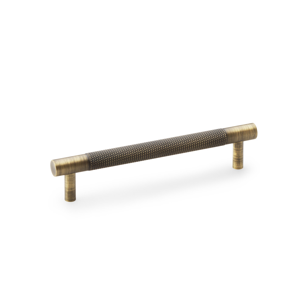 Alexander & Wilks Brunel Knurled T-Bar Cupboard Handle - Antique Brass - Centres 128mm