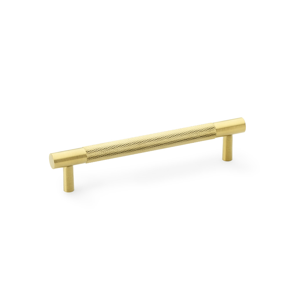 Alexander & Wilks Brunel Knurled T-Bar Cupboard Handle - Satin Brass PVD - Centres 128mm