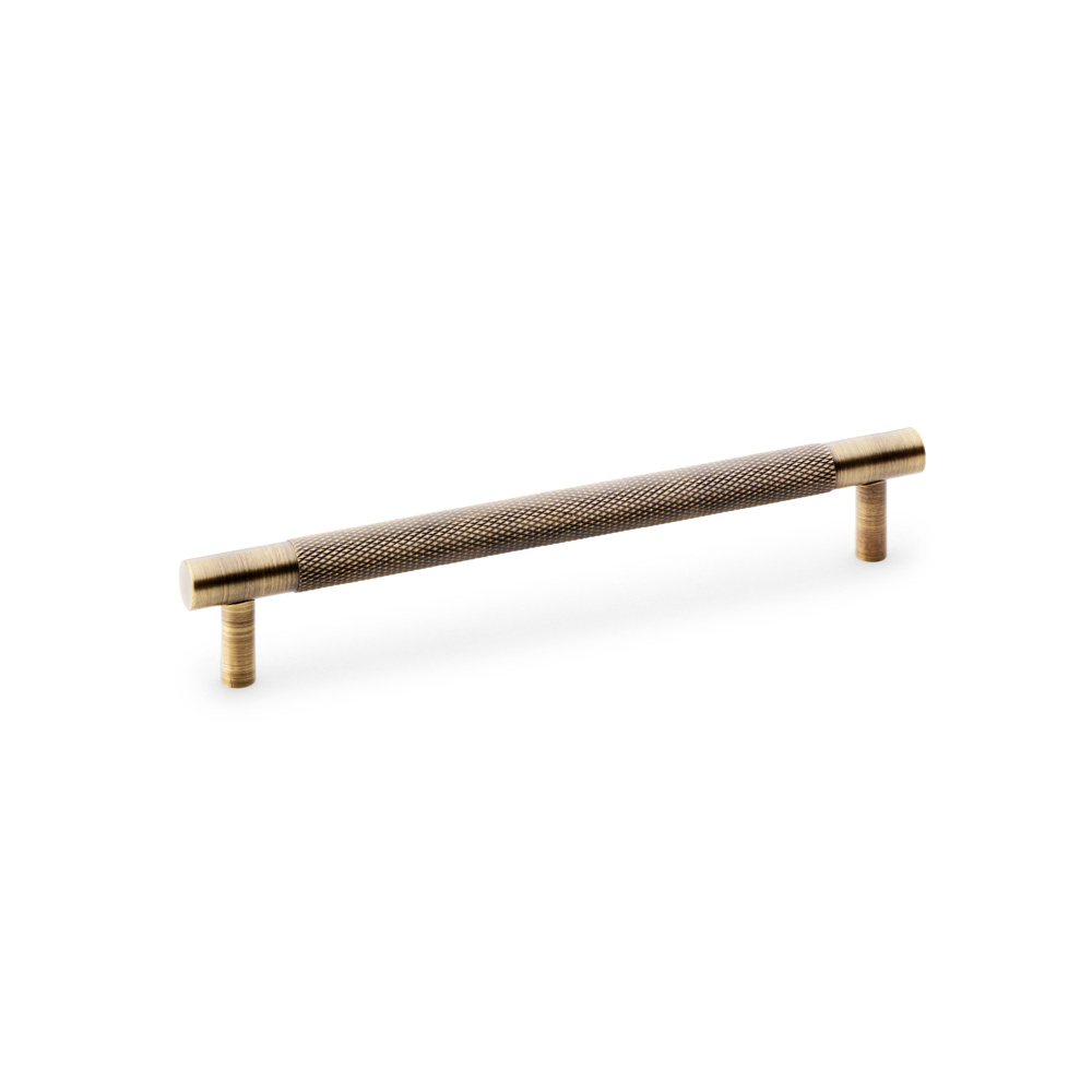 Alexander & Wilks Brunel Knurled T-Bar Cupboard Handle - Antique Brass - Centres 160mm
