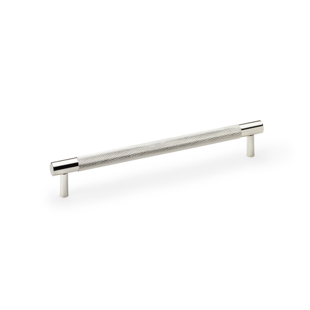 Alexander & Wilks Brunel Knurled T-Bar Cupboard Handle - Polished Nickel - Centres 192mm