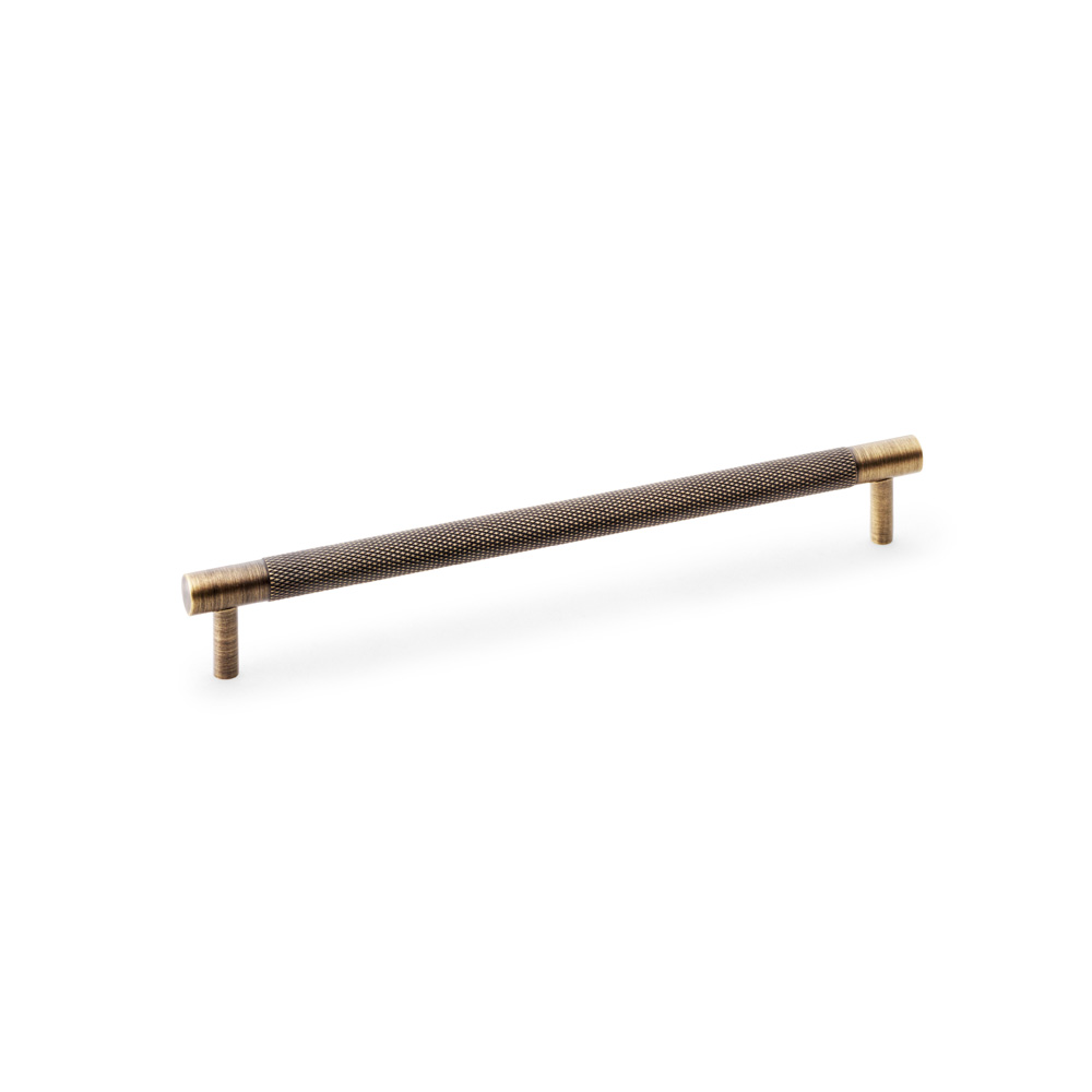 Alexander & Wilks Brunel Knurled T-Bar Cupboard Handle - Antique Brass - Centres 224mm