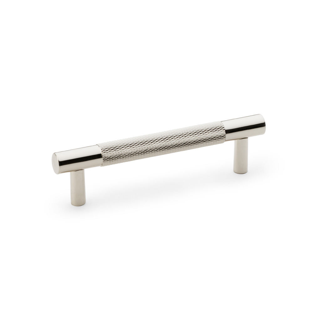 Alexander & Wilks Brunel Knurled T-Bar Cupboard Handle - Polished Nickel - Centres 96mm